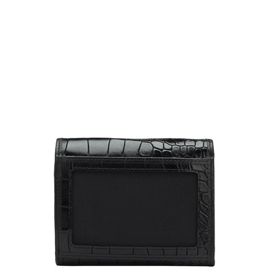 Croco Leather Ladies Wallet - Black