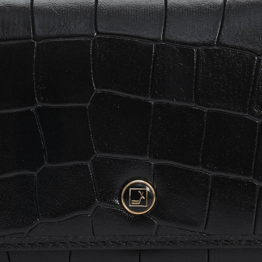 Croco Leather Ladies Wallet - Black