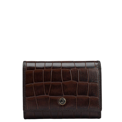 Croco Leather Ladies Wallet - Brown