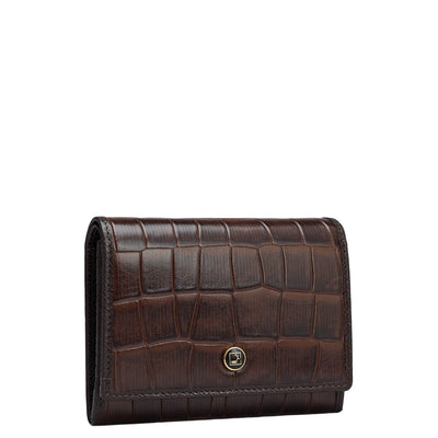 Croco Leather Ladies Wallet - Brown
