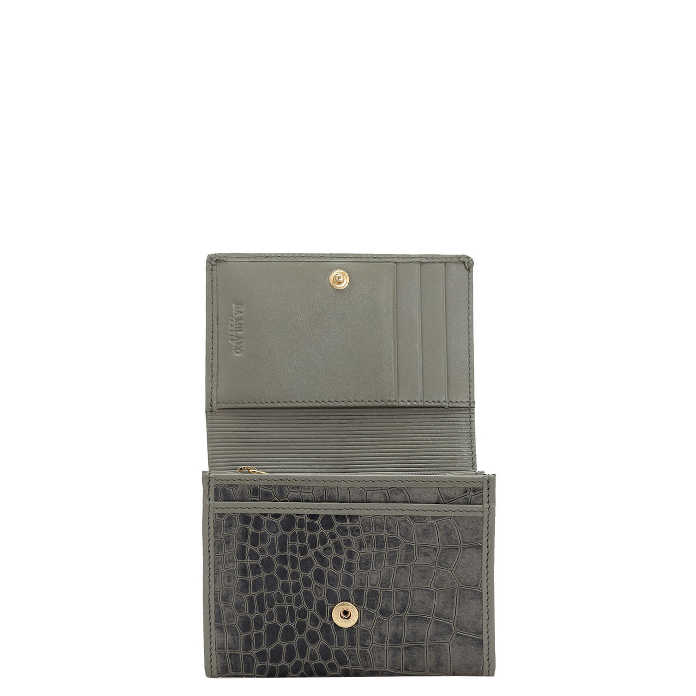 Croco Leather Ladies Wallet - Grey