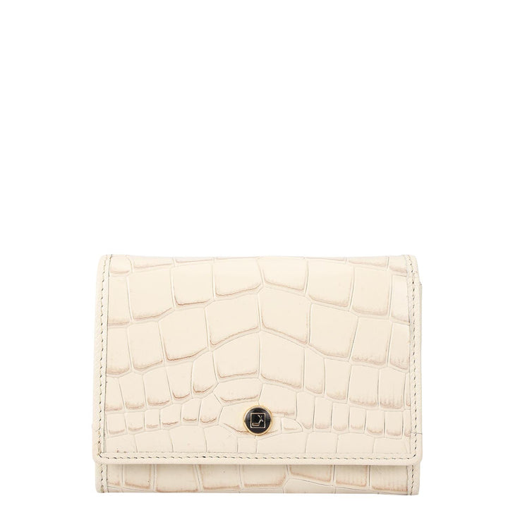 Croco Leather Ladies Wallet - Marshmallow