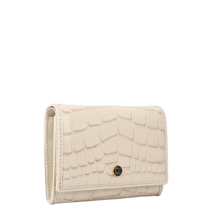 Croco Leather Ladies Wallet - Marshmallow