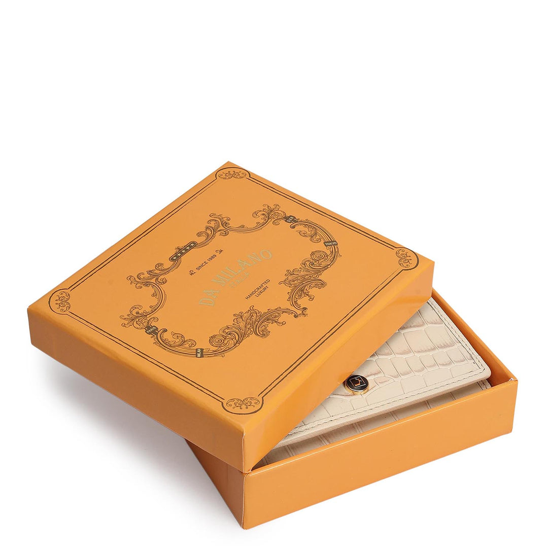 Croco Leather Ladies Wallet - Marshmallow