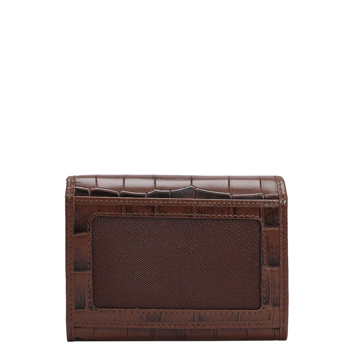 Croco Leather Ladies Wallet - Walnut