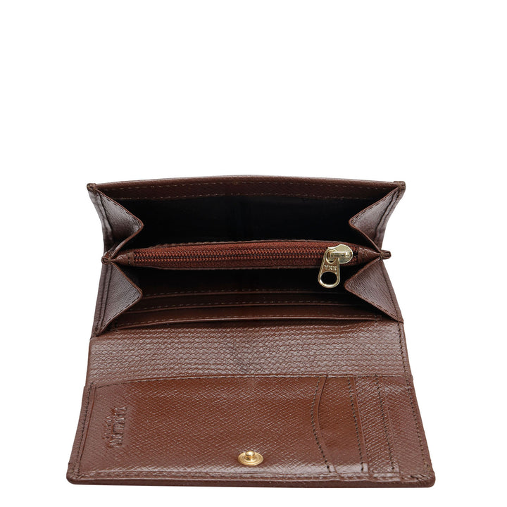 Croco Leather Ladies Wallet - Walnut