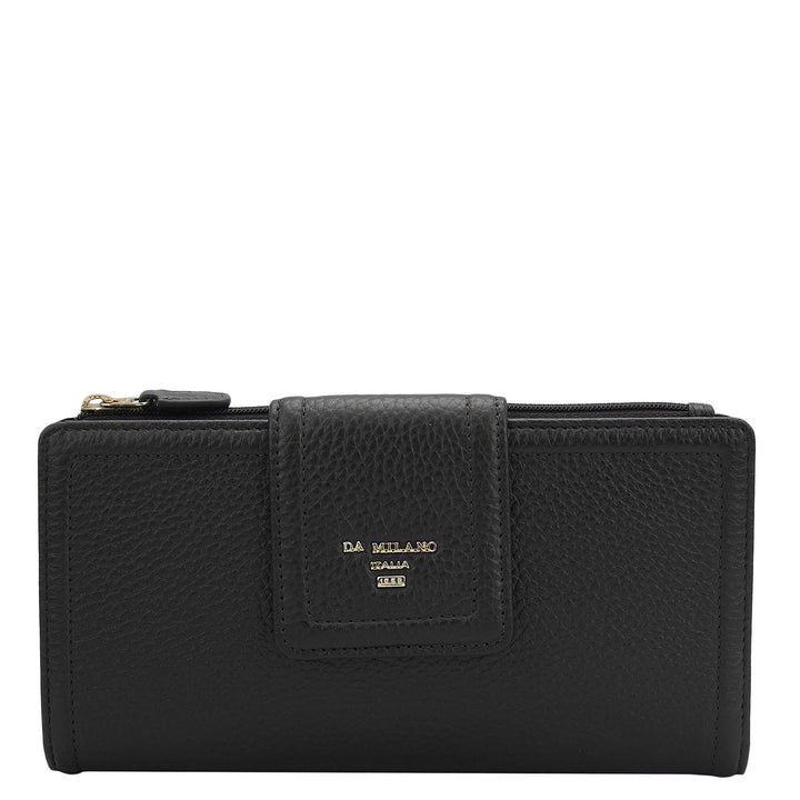 Wax Leather Ladies Wallet - Black