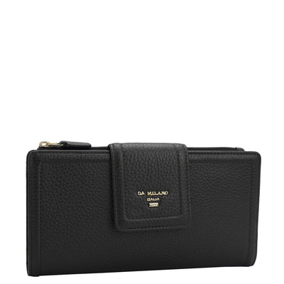 Wax Leather Ladies Wallet - Black