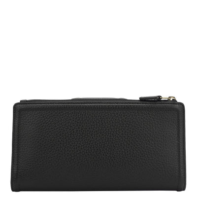 Wax Leather Ladies Wallet - Black