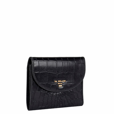 Croco Leather Ladies Wallet - Black