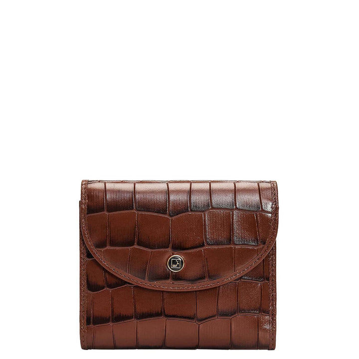 Croco Leather Ladies Wallet - Brown