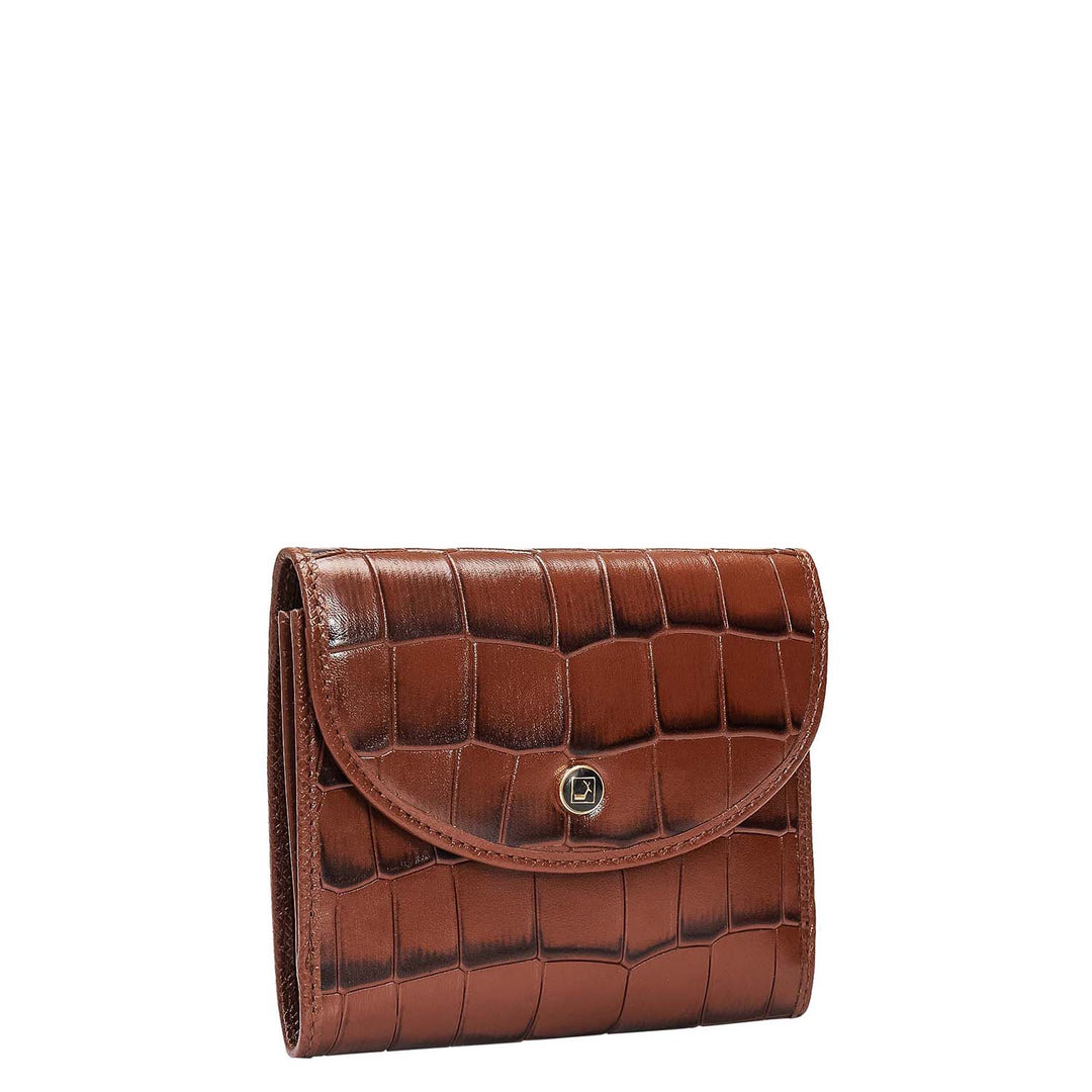 Croco Leather Ladies Wallet - Brown