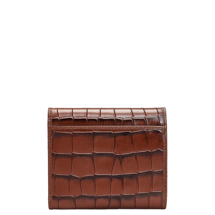 Croco Leather Ladies Wallet - Brown
