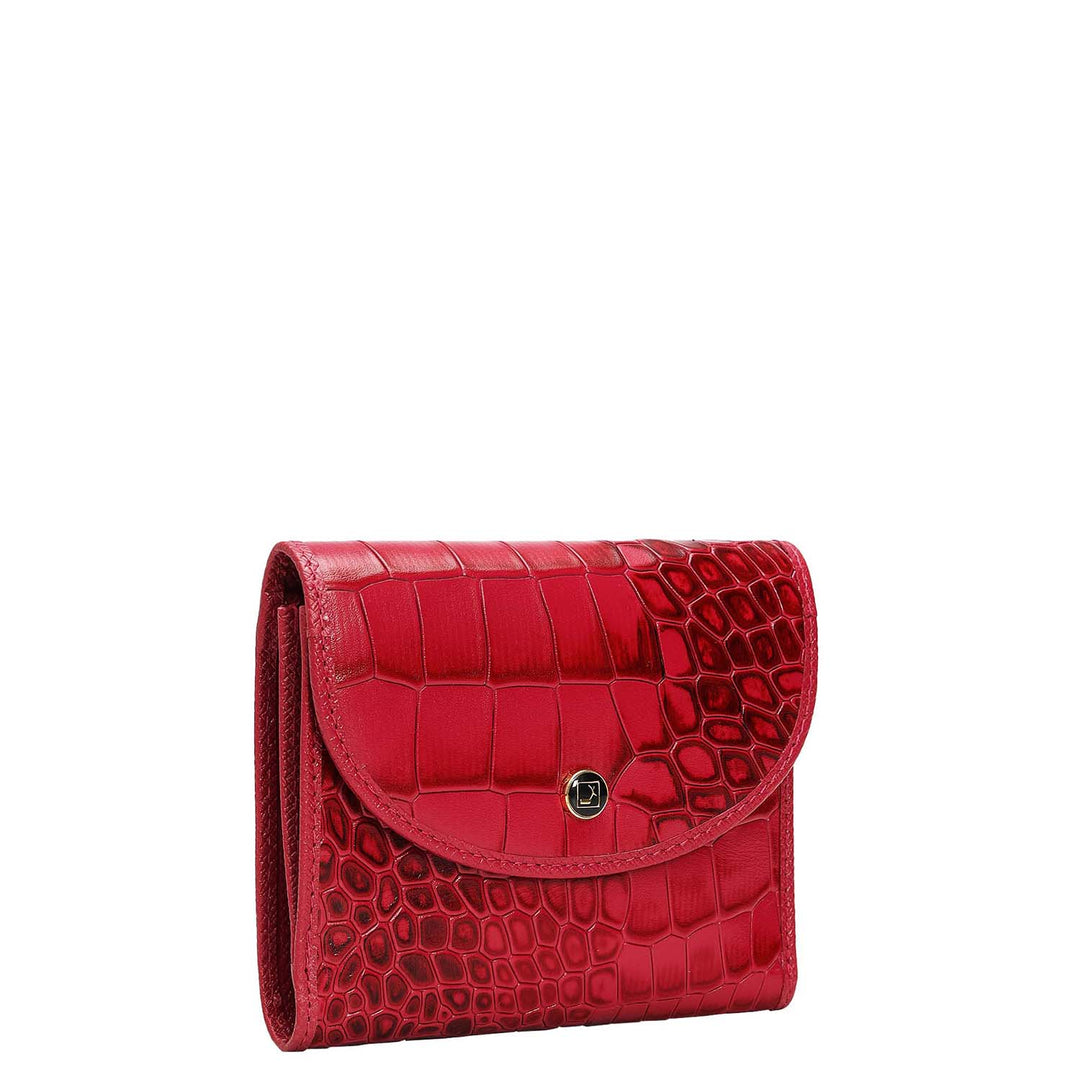 Croco Leather Ladies Wallet - Plumberry
