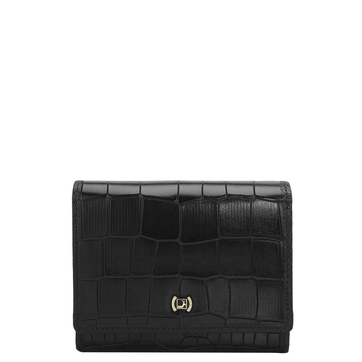 Croco Leather Ladies Wallet - Black