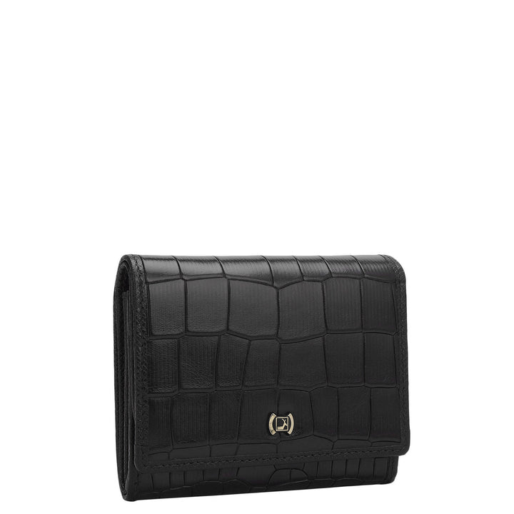 Croco Leather Ladies Wallet - Black