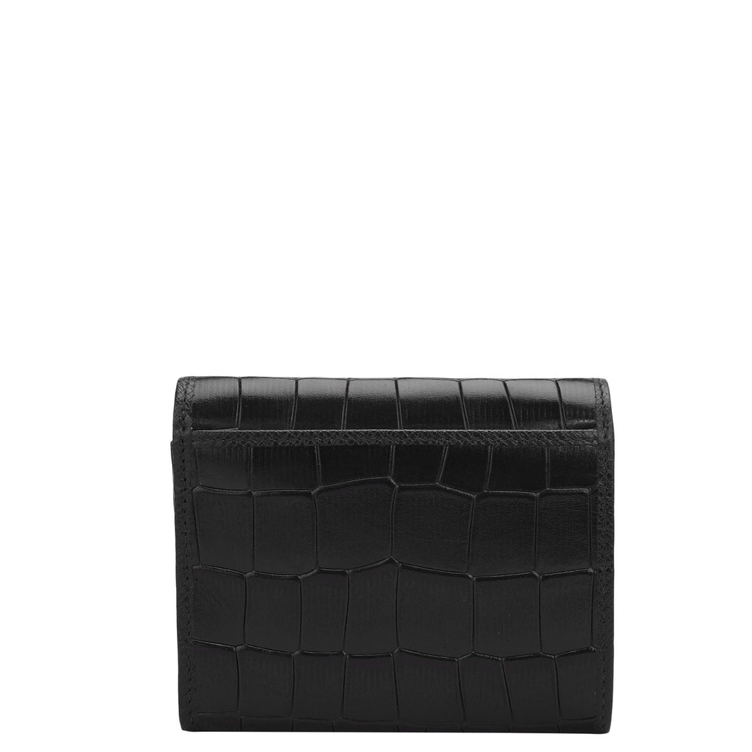 Croco Leather Ladies Wallet - Black