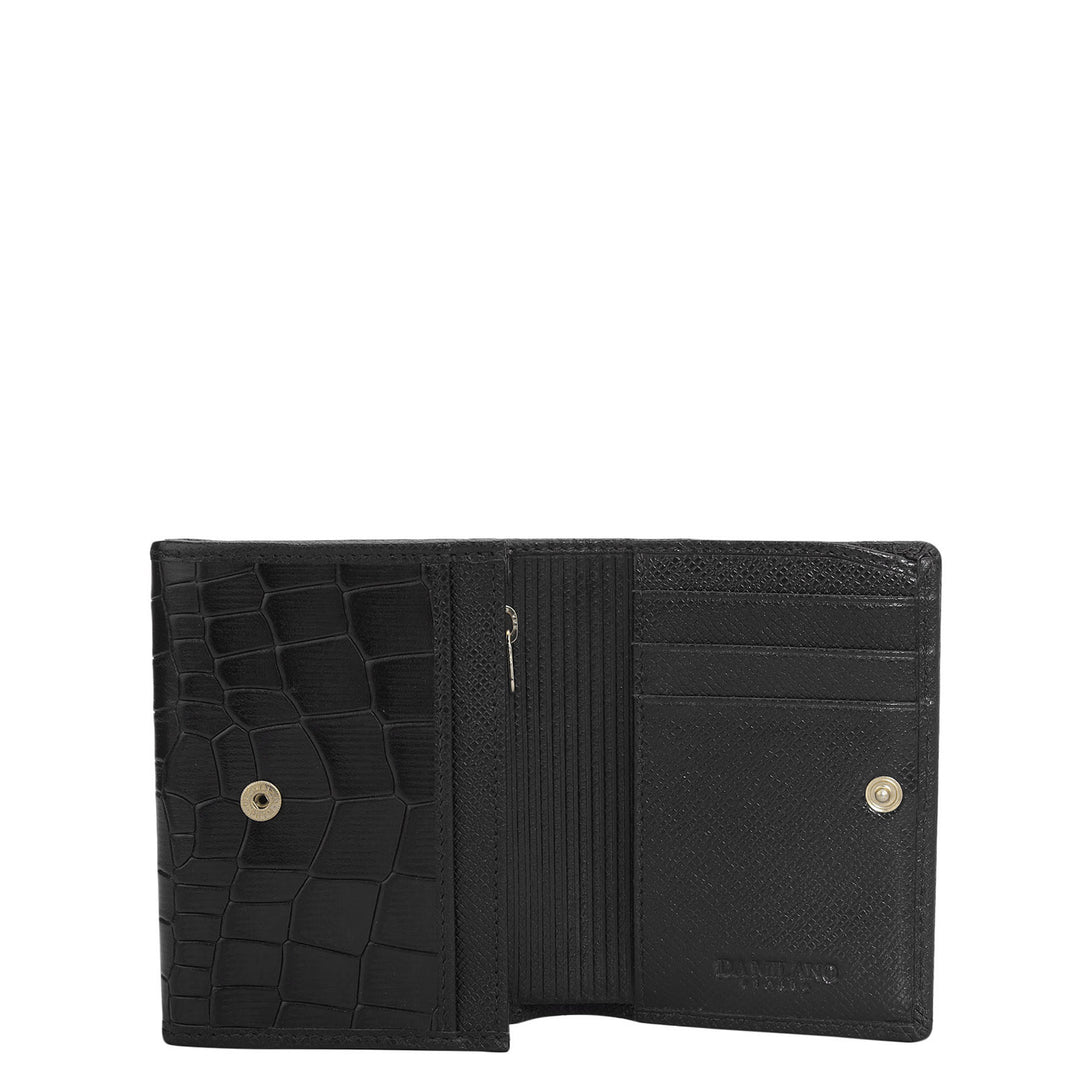 Croco Leather Ladies Wallet - Black