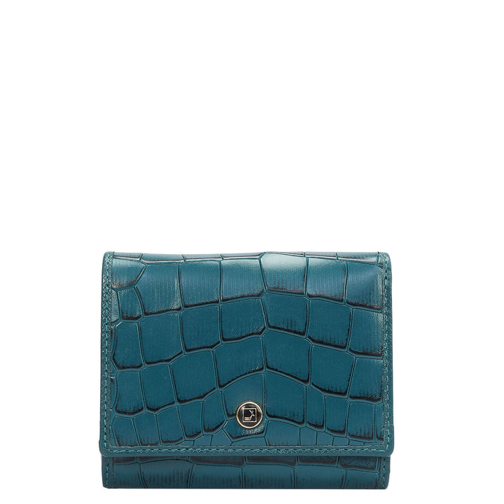 Croco Leather Ladies Wallet - Teal