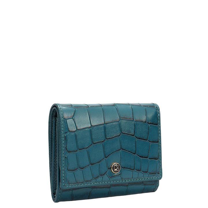 Croco Leather Ladies Wallet - Teal