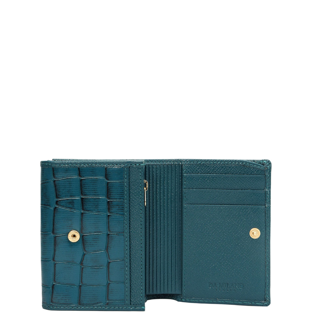 Croco Leather Ladies Wallet - Teal