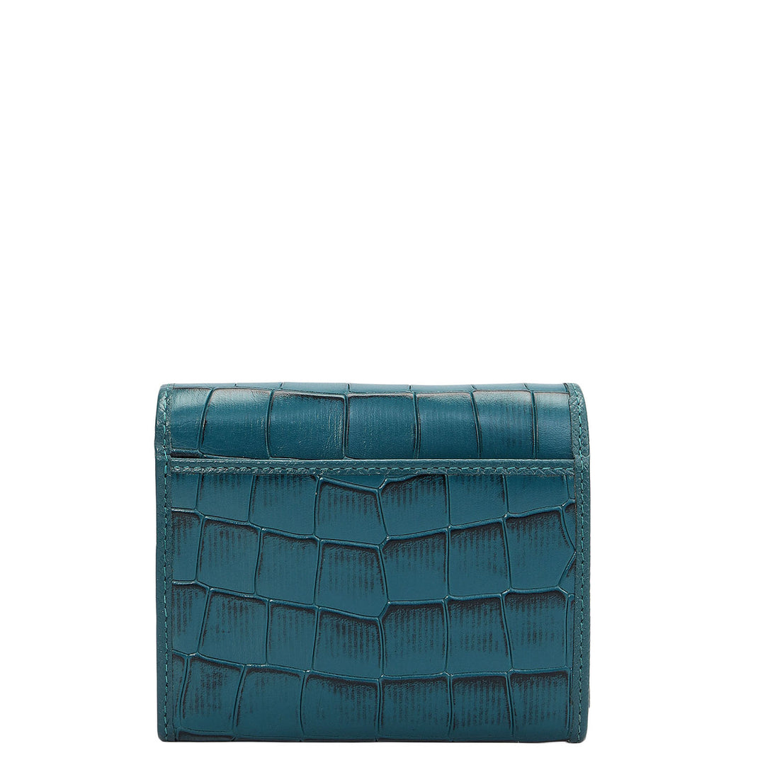 Croco Leather Ladies Wallet - Teal