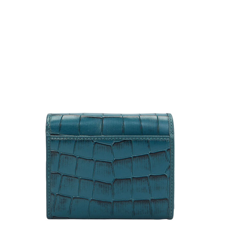 Croco Leather Ladies Wallet - Teal