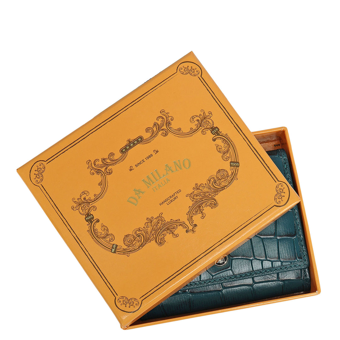 Croco Leather Ladies Wallet - Teal