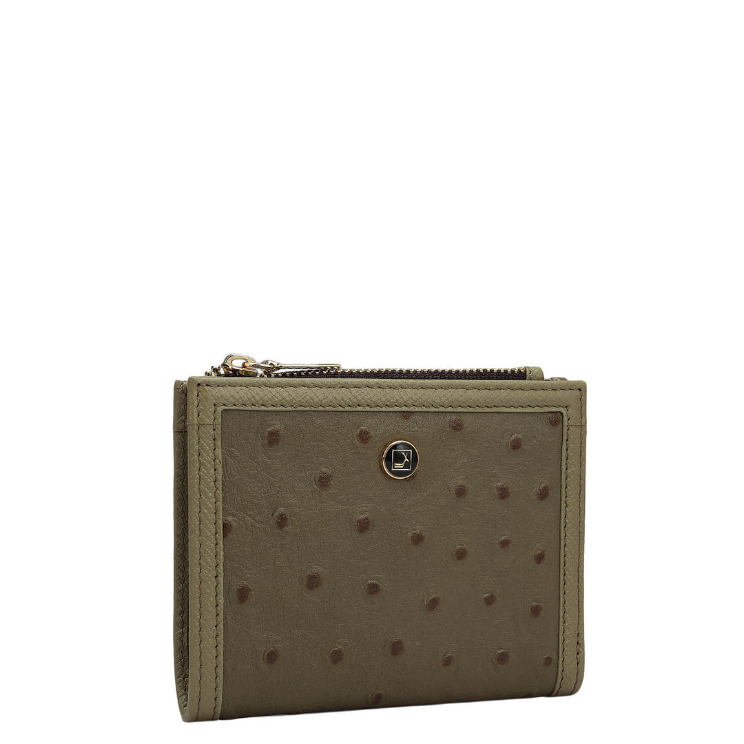 Ostrich Leather Ladies Wallet - Olive