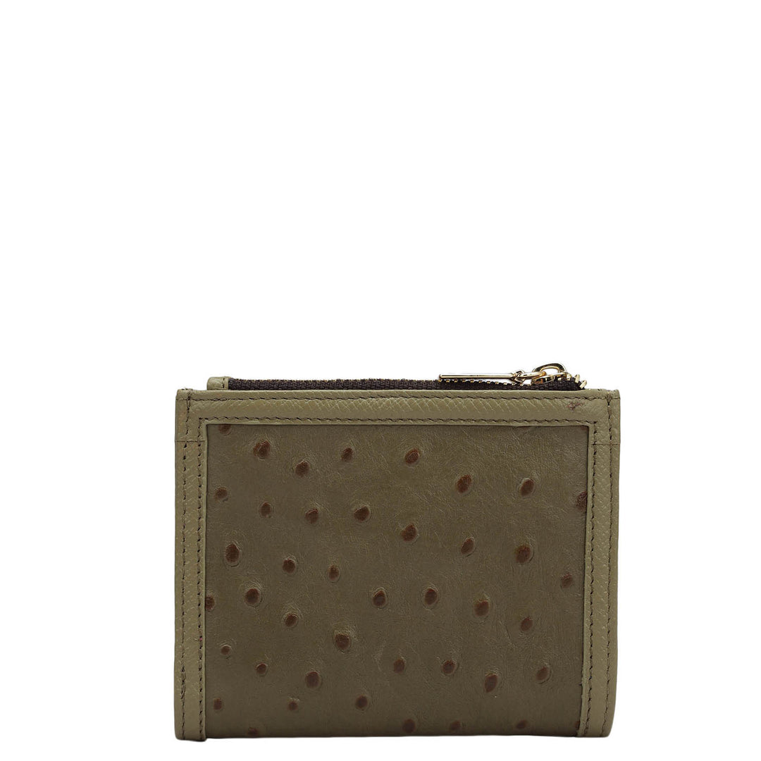 Ostrich Leather Ladies Wallet - Olive