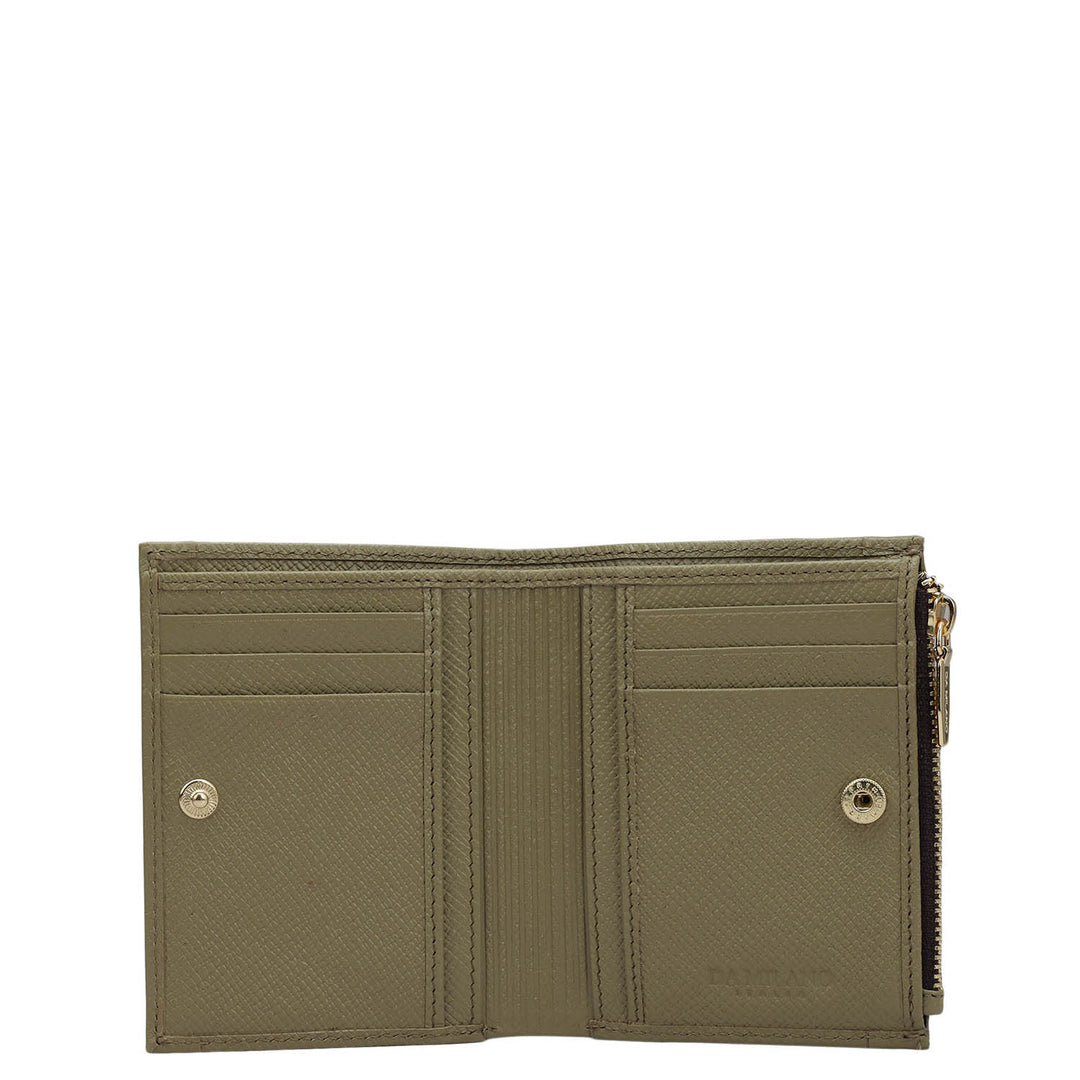 Ostrich Leather Ladies Wallet - Olive