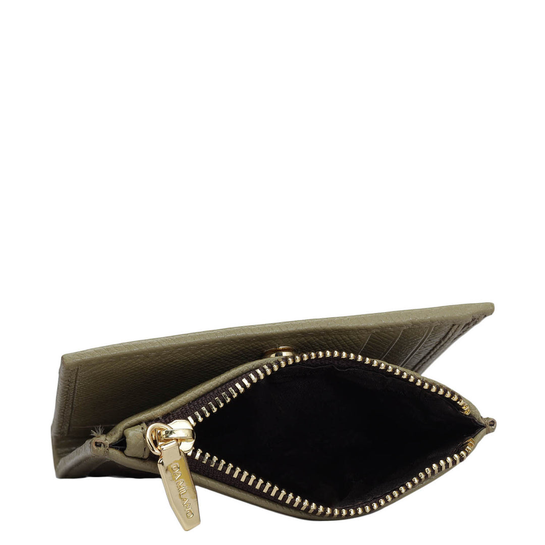 Ostrich Leather Ladies Wallet - Olive