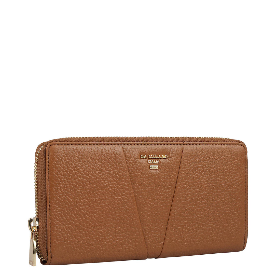 Wax Leather Ladies Wallet - Caramel