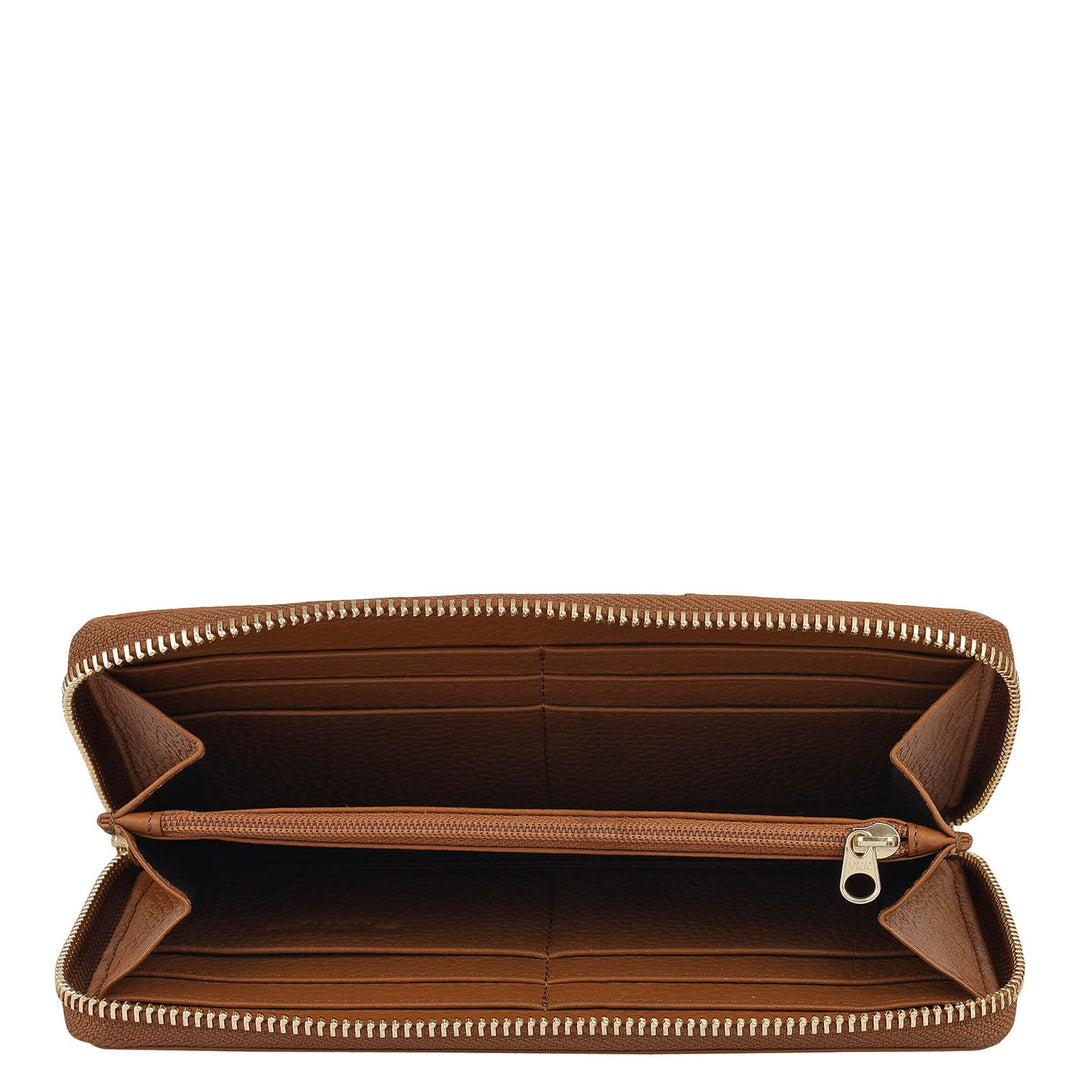 Wax Leather Ladies Wallet - Caramel