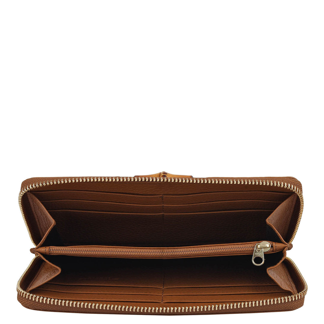 Wax Leather Ladies Wallet - Caramel