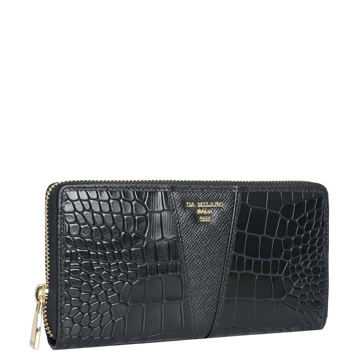 Croco Franzy Leather Ladies Wallet - Black