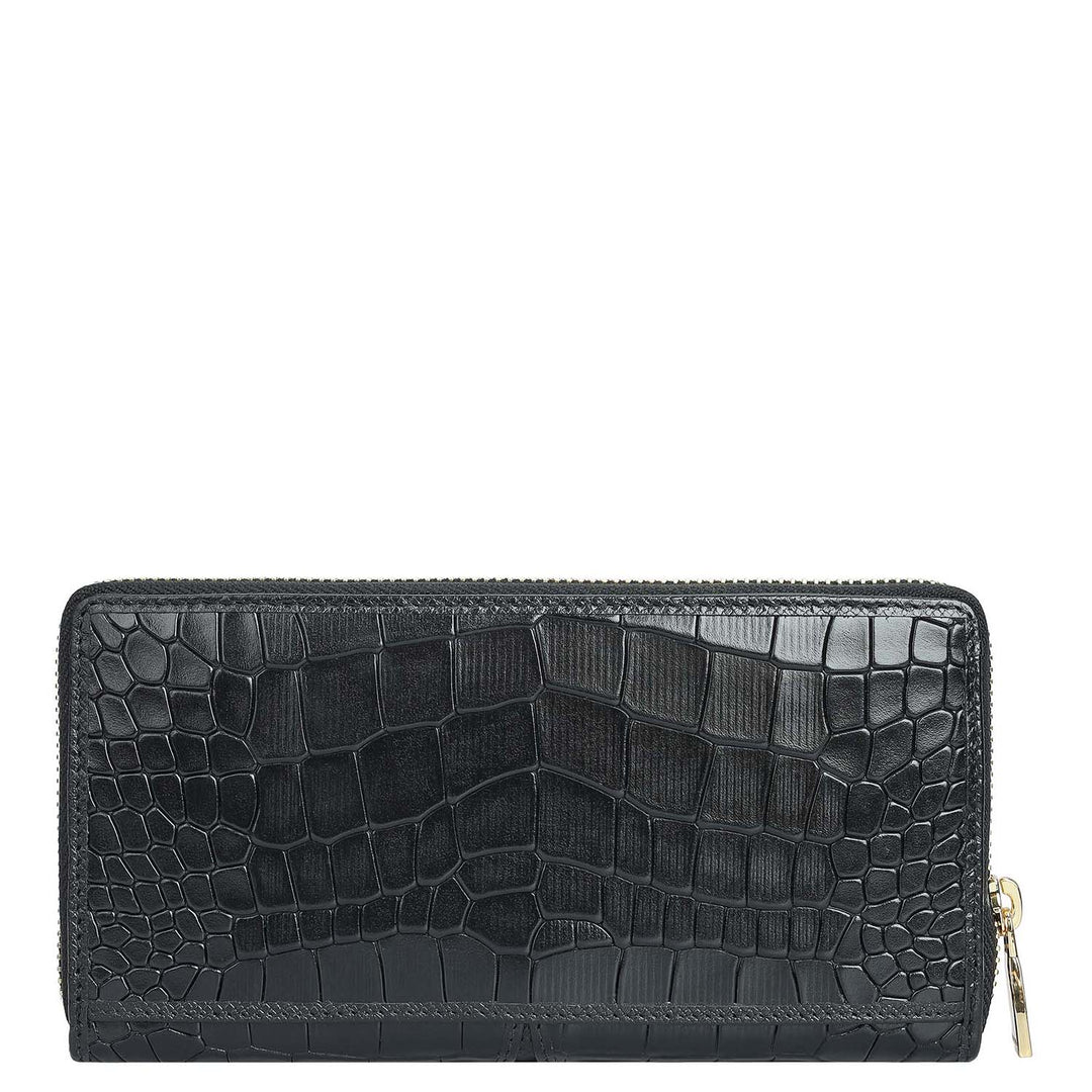 Croco Franzy Leather Ladies Wallet - Black