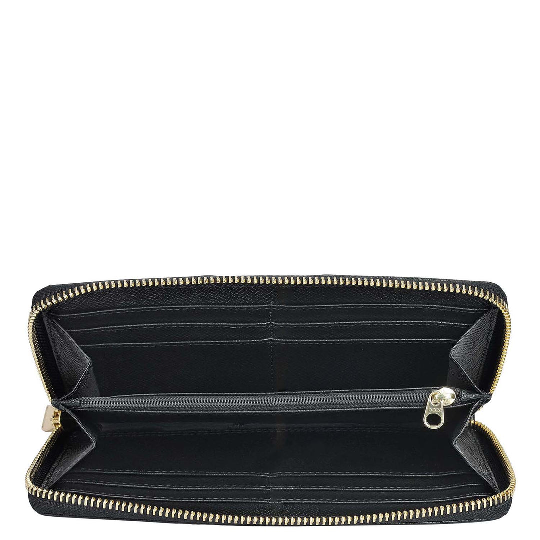 Croco Franzy Leather Ladies Wallet - Black