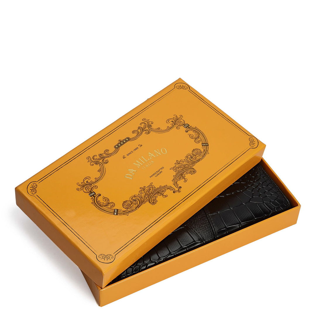 Croco Franzy Leather Ladies Wallet - Black