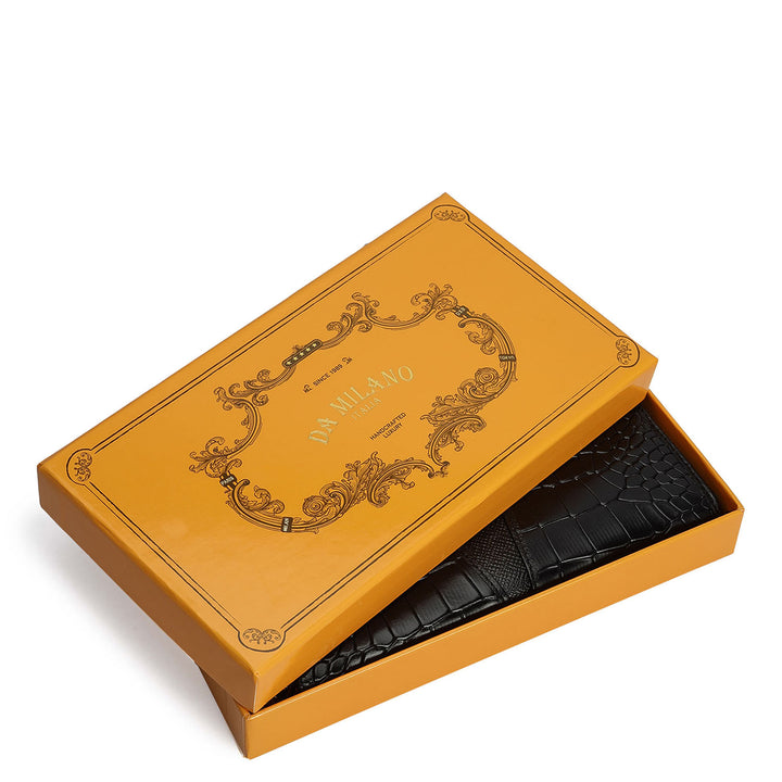 Croco Franzy Leather Ladies Wallet - Black