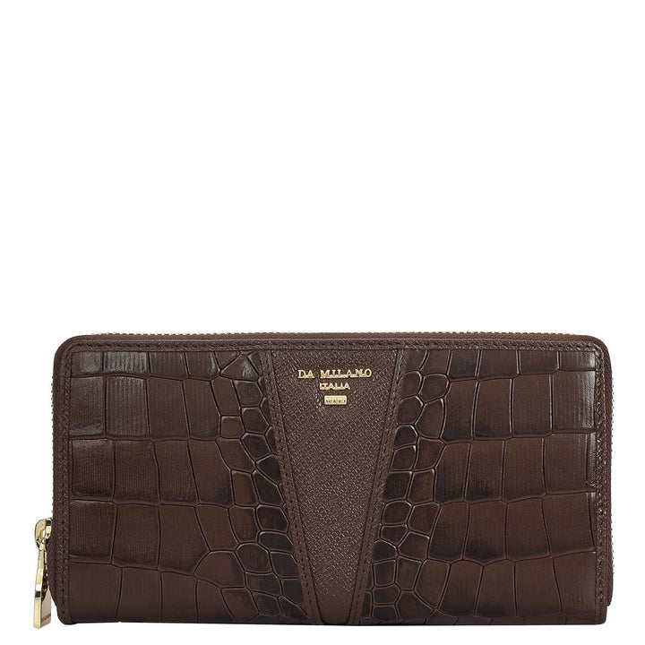 Croco Franzy Leather Ladies Wallet - Brown