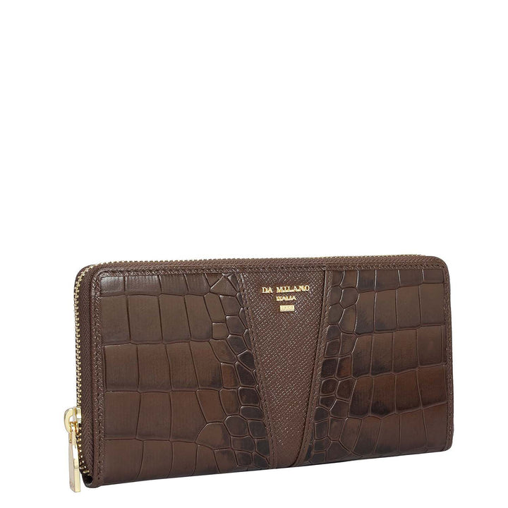Croco Franzy Leather Ladies Wallet - Brown