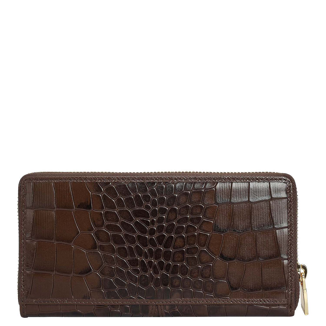 Croco Franzy Leather Ladies Wallet - Brown