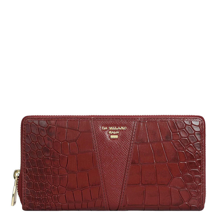 Croco Franzy Leather Ladies Wallet - Cherry