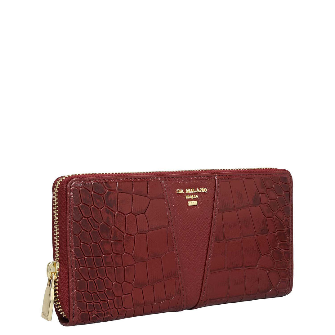 Croco Franzy Leather Ladies Wallet - Cherry