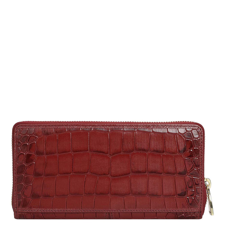 Croco Franzy Leather Ladies Wallet - Cherry