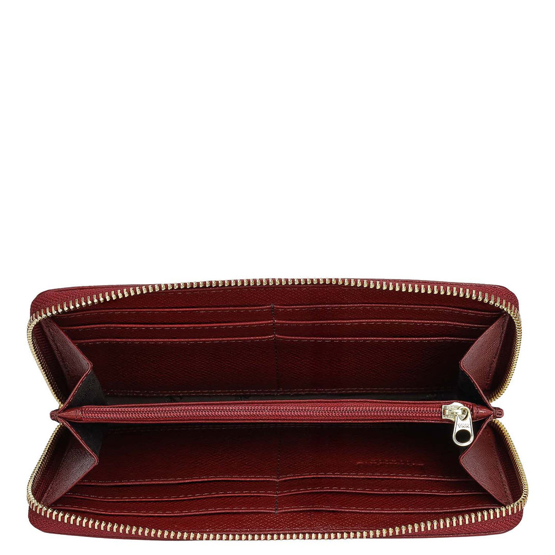 Croco Franzy Leather Ladies Wallet - Cherry