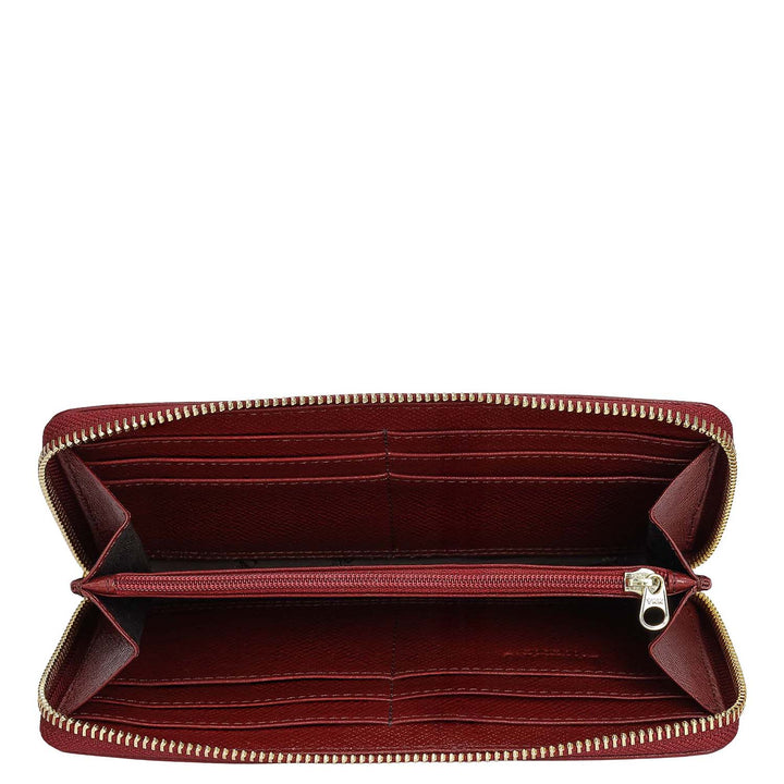 Croco Franzy Leather Ladies Wallet - Cherry