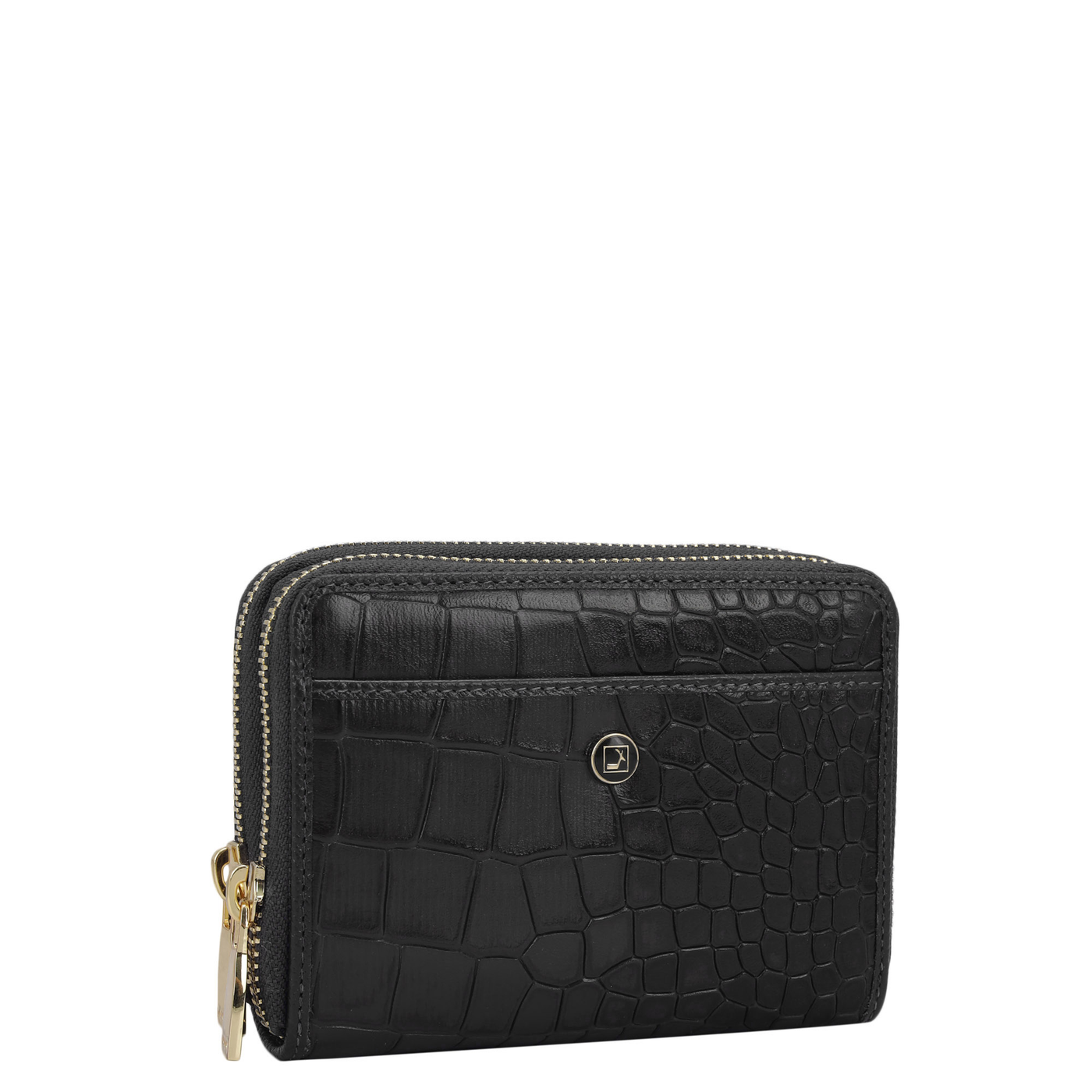 Croco Leather Ladies Wallet - Black