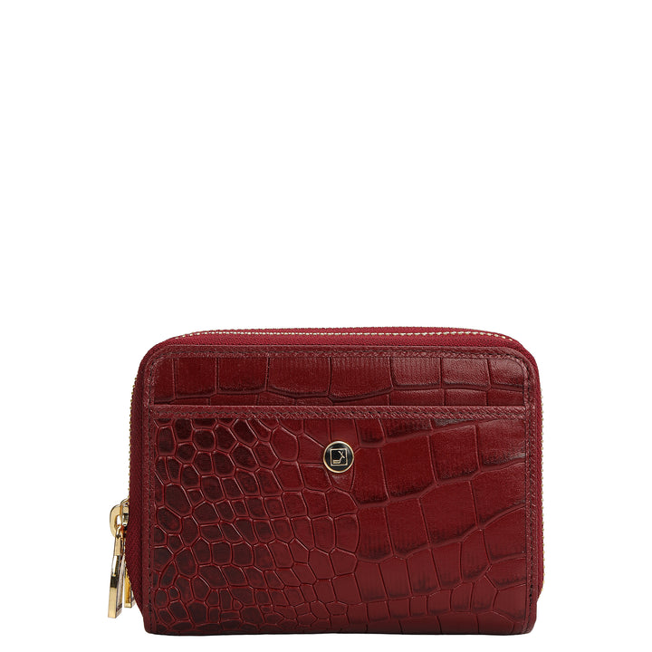 Croco Leather Ladies Wallet - Cherry